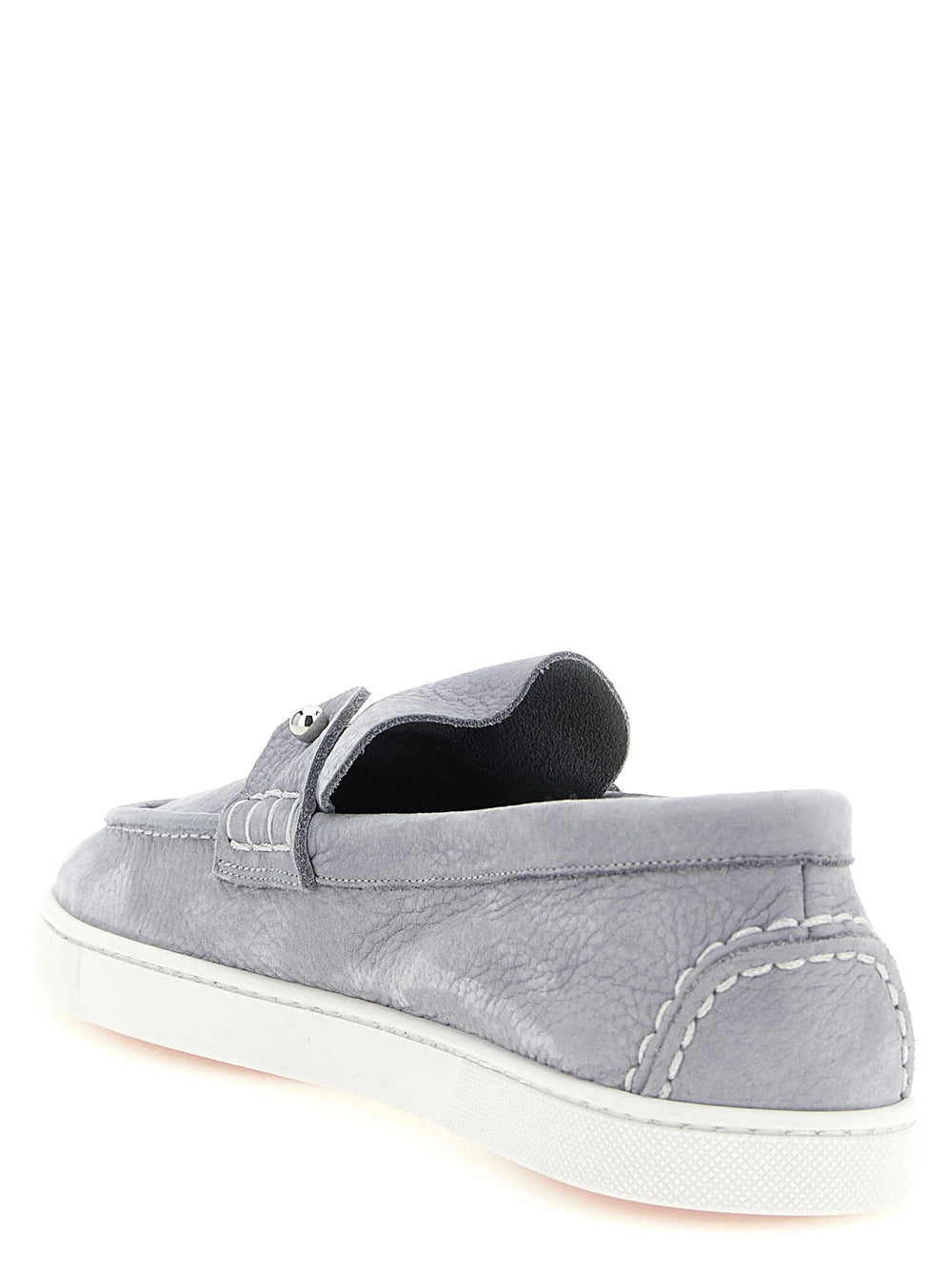 Christian Louboutin Gray Calfskin Slip-On Loafers - EU 40 | US 7