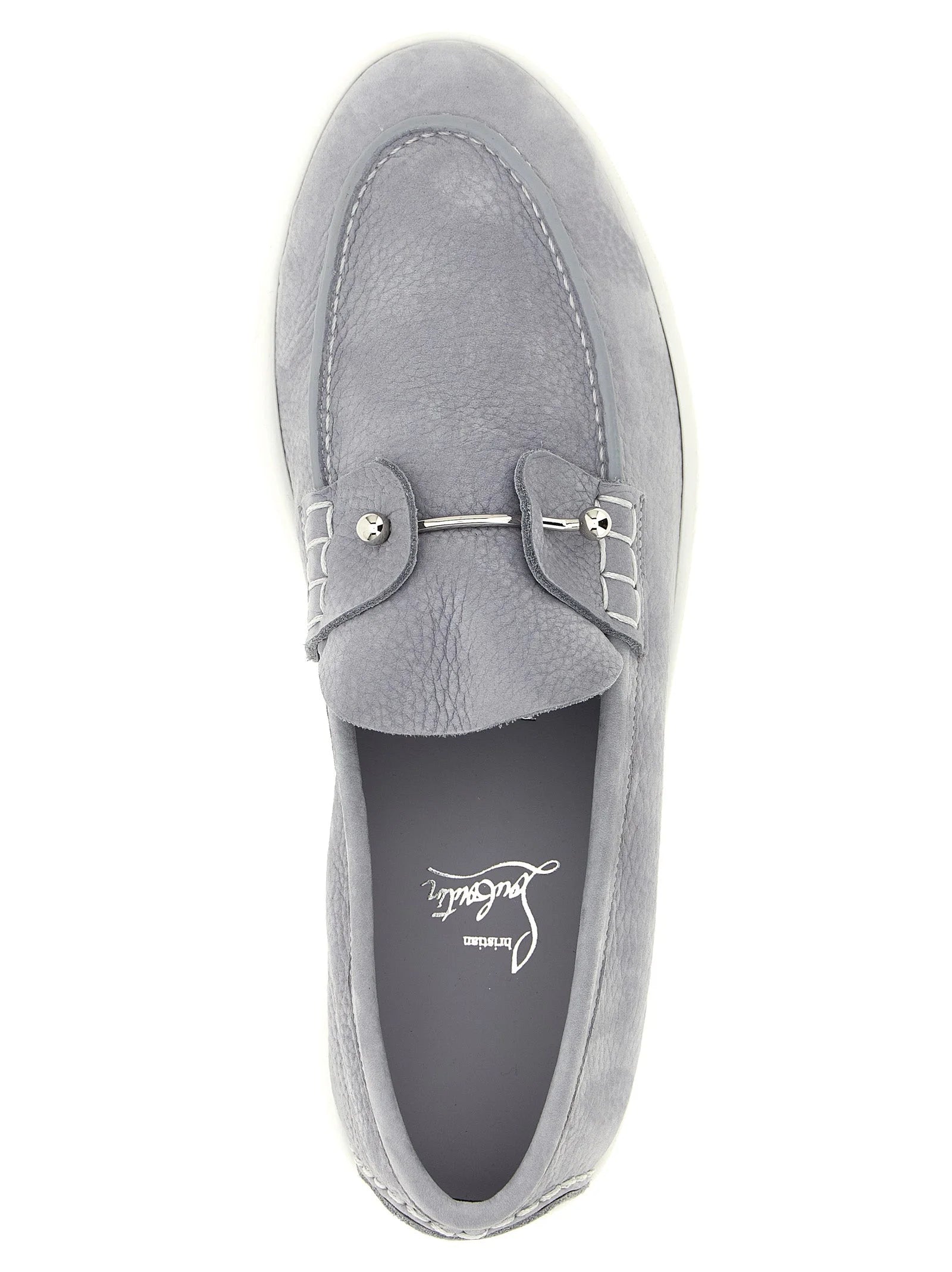 Christian Louboutin Gray Calfskin Slip-On Loafers - EU 40 | US 7