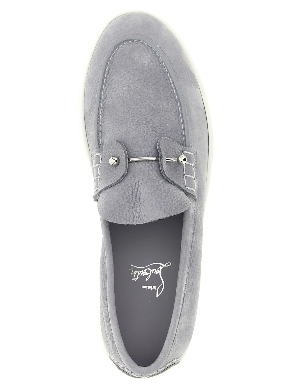 Christian Louboutin Gray Calfskin Slip-On Loafers - EU 40 | US 7