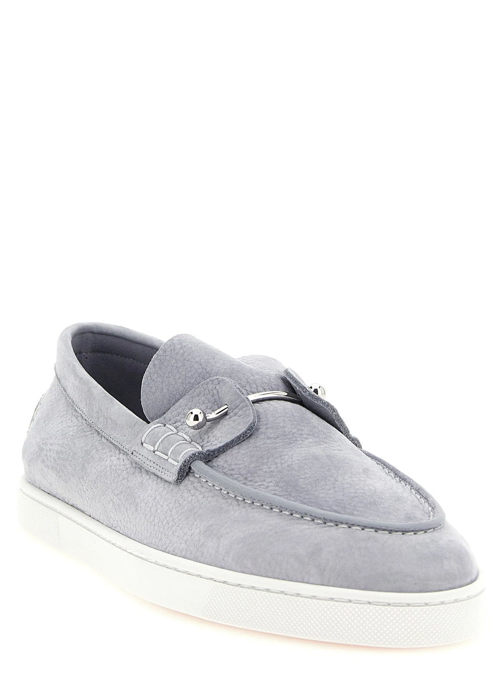 Christian Louboutin Gray Calfskin Slip-On Loafers - EU 40 | US 7