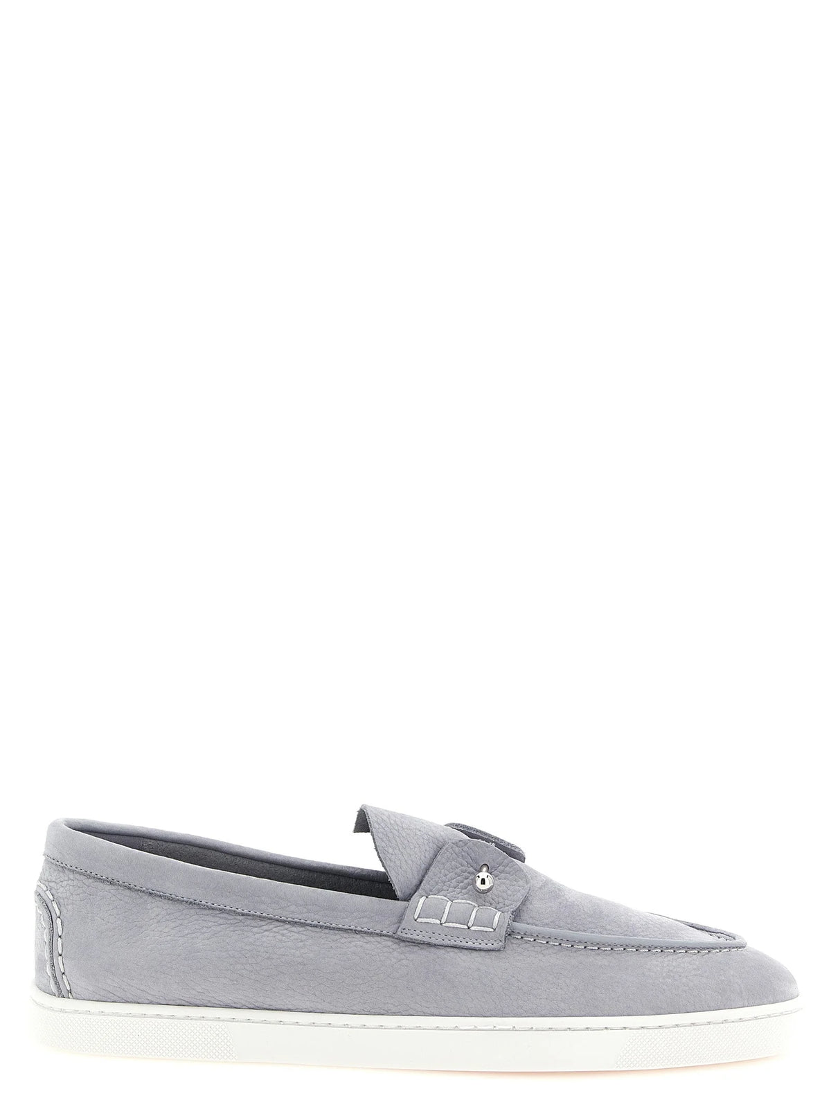 Christian Louboutin Gray Calfskin Slip-On Loafers - EU 40 | US 7