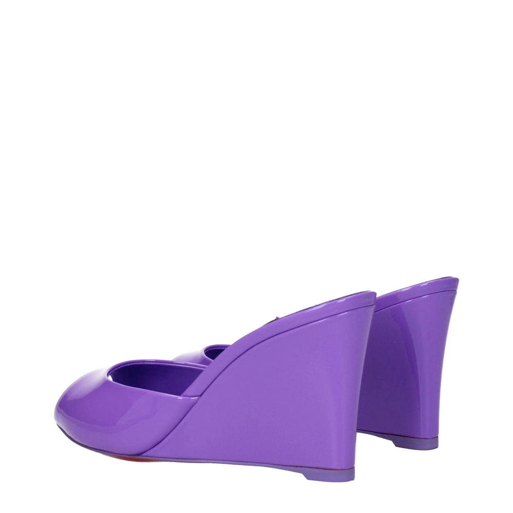 Christian Louboutin Purple Leather Wedges Sandals - Sandals