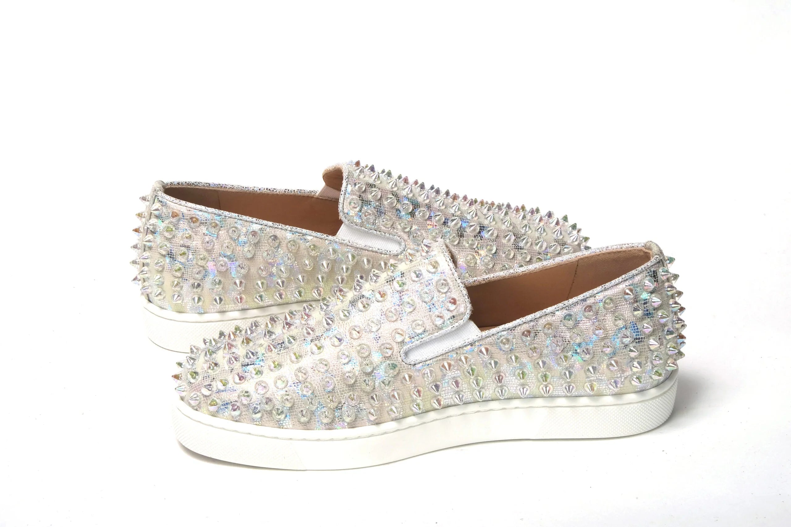 Christian Louboutin White Ab/Clear Ab Roller Boat Woman Flat Sneaker - EU35.5/US5 - Sneakers
