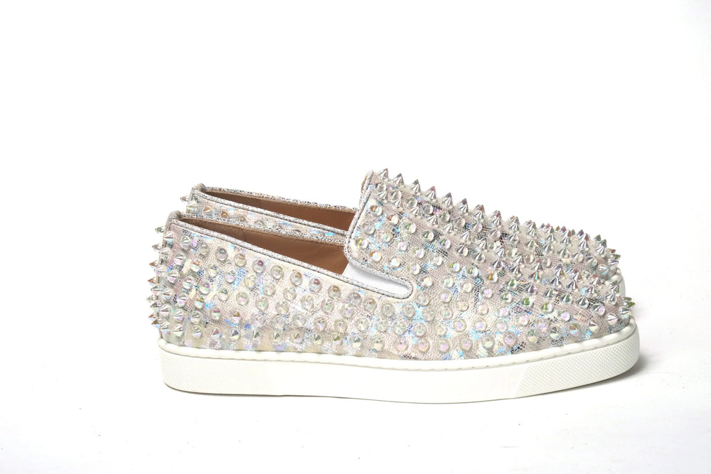 Christian Louboutin White Ab/Clear Ab Roller Boat Woman Flat Sneaker - EU35.5/US5 - Sneakers