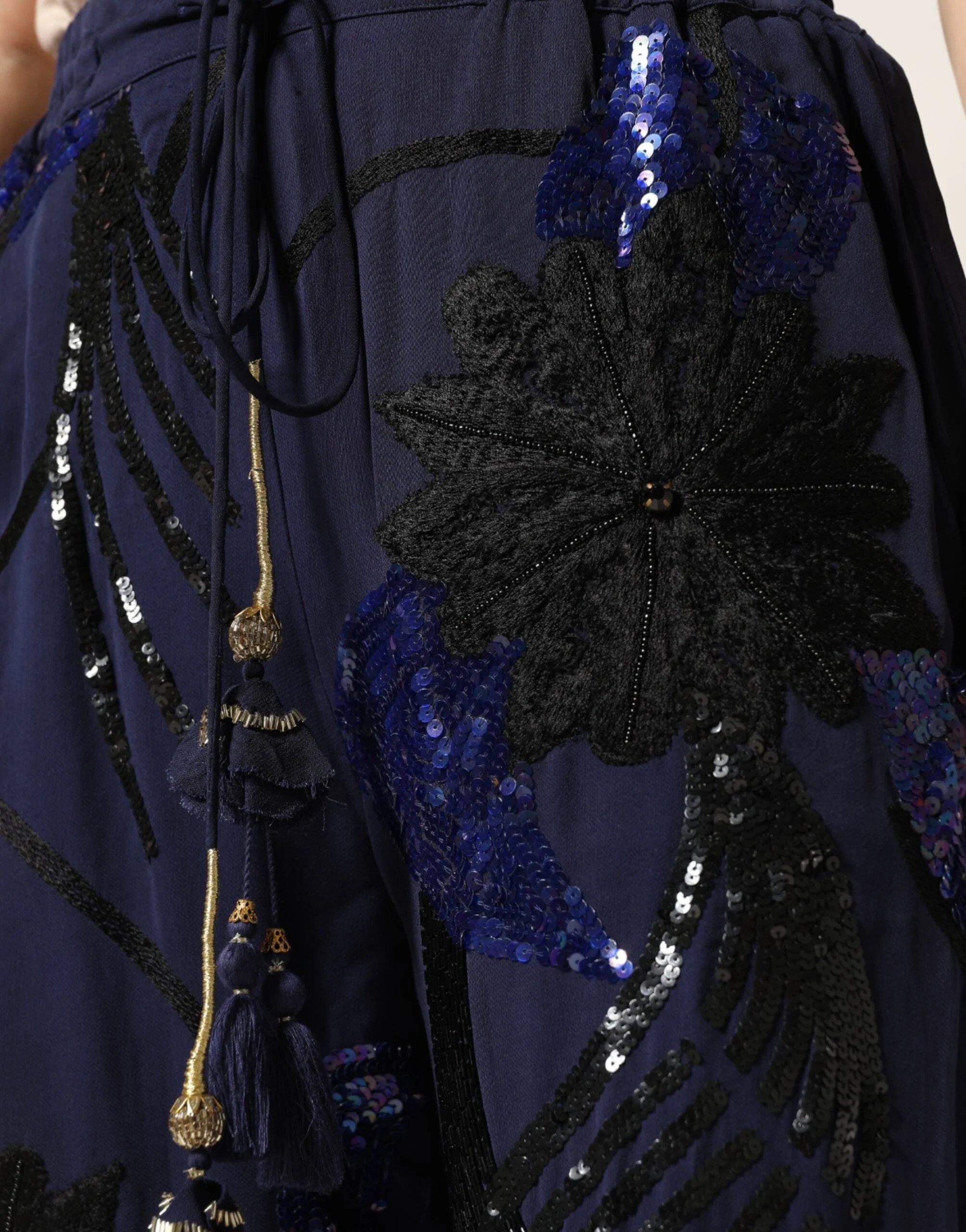 Christian Pellizzari Blue Sequined Tapered Trouser Pants - IT40|S