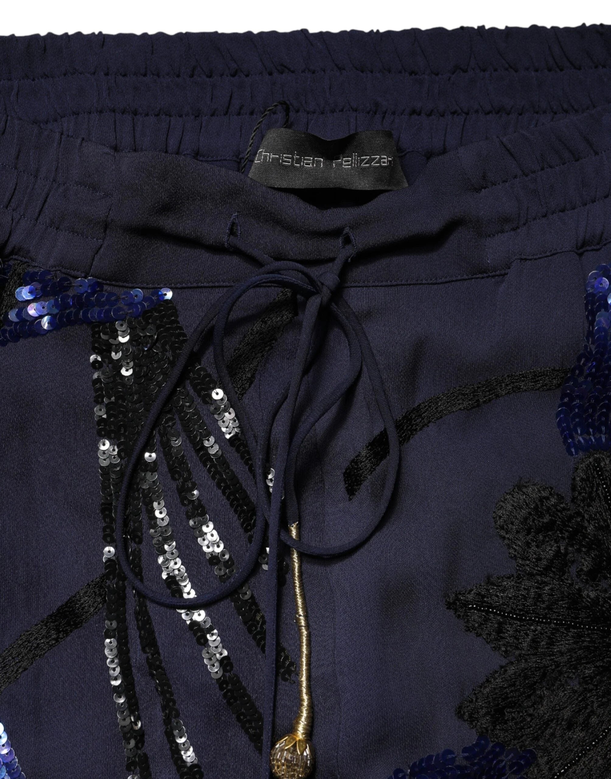 Christian Pellizzari Blue Sequined Tapered Trouser Pants - IT40|S