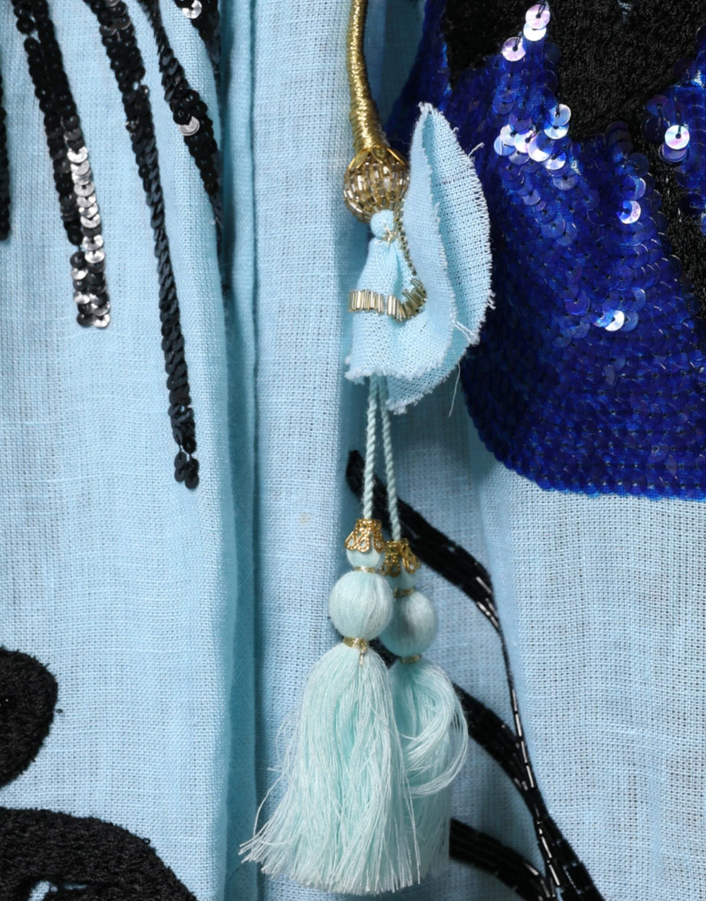 Christian Pellizzari Light Blue Floral Embellished Shirt Maxi Dress - IT42|M - Dresses