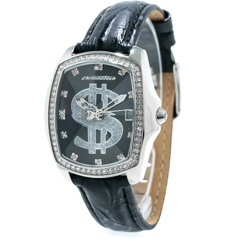 Chronotech Black Leather Watch - Watches