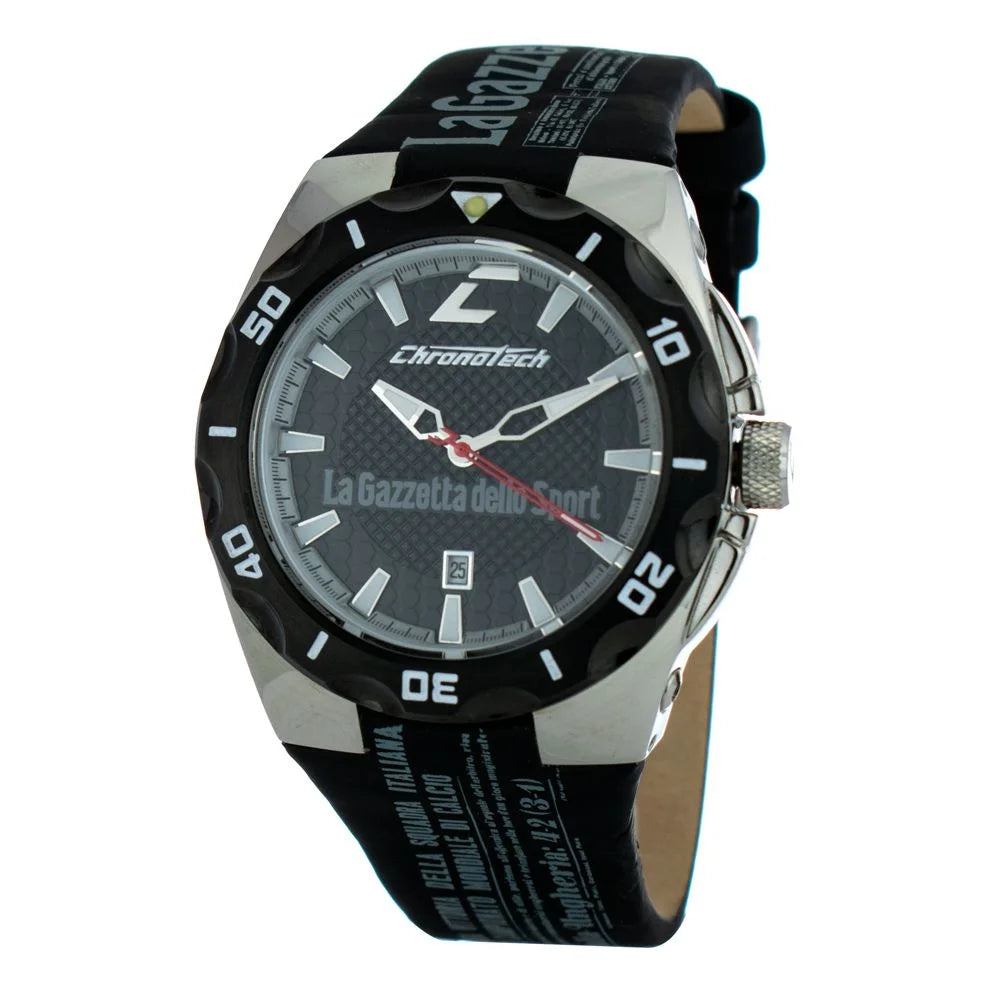 Chronotech Black Leather Watch - Watches