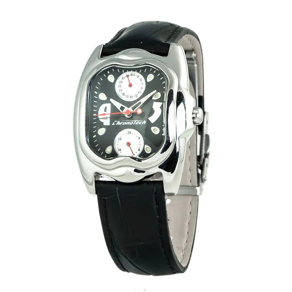 Chronotech Black Leather Watch - Watches