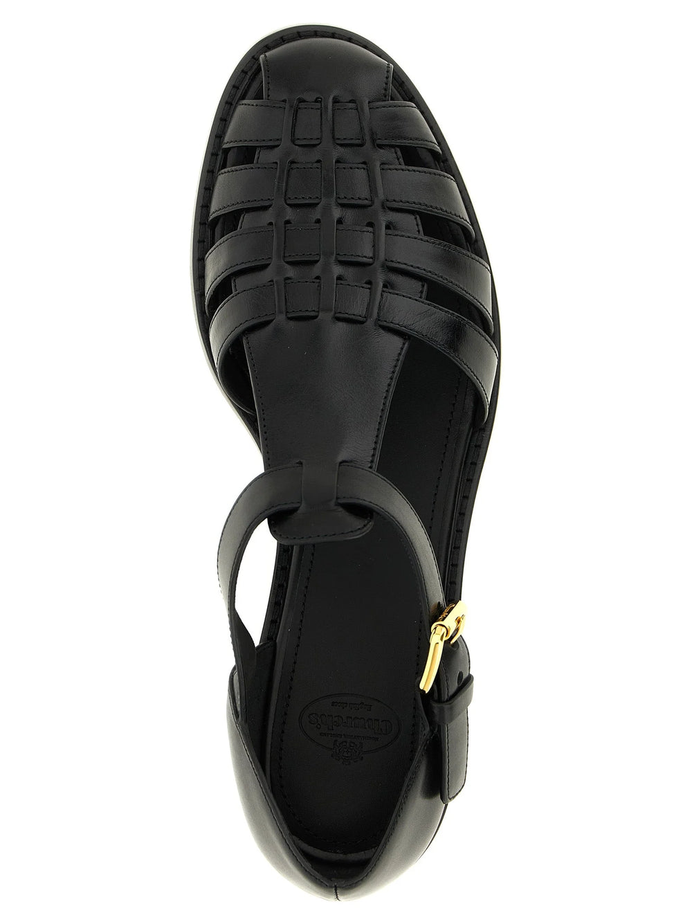 Church’s Black Calfskin Flat Sandals