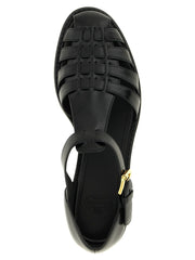 Church’s Black Calfskin Flat Sandals