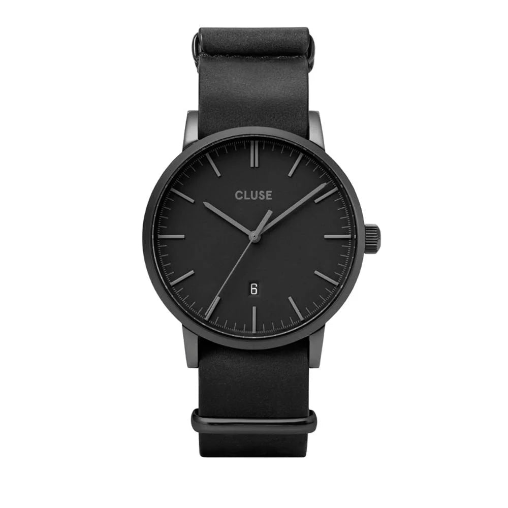 Cluse Black Leather Watch
