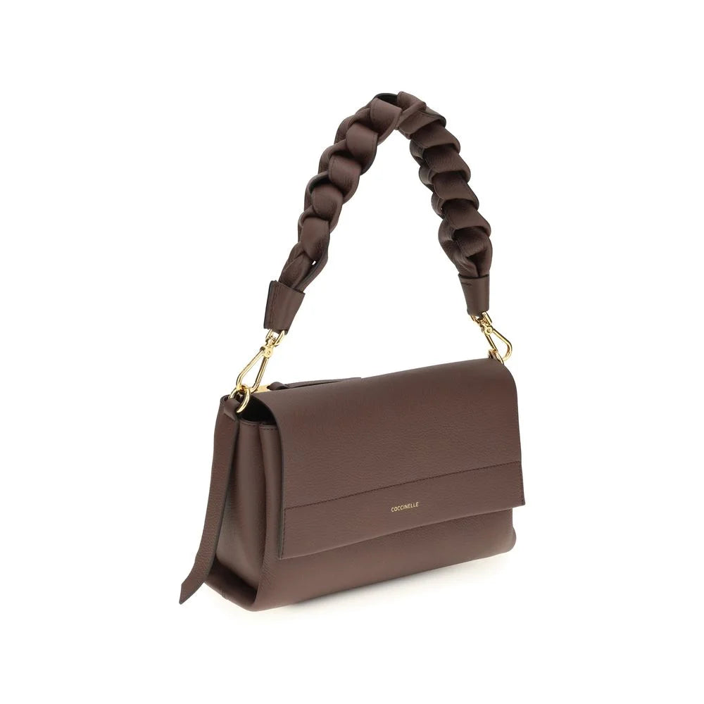 Coccinelle Schultertasche aus braunem Kalbsleder