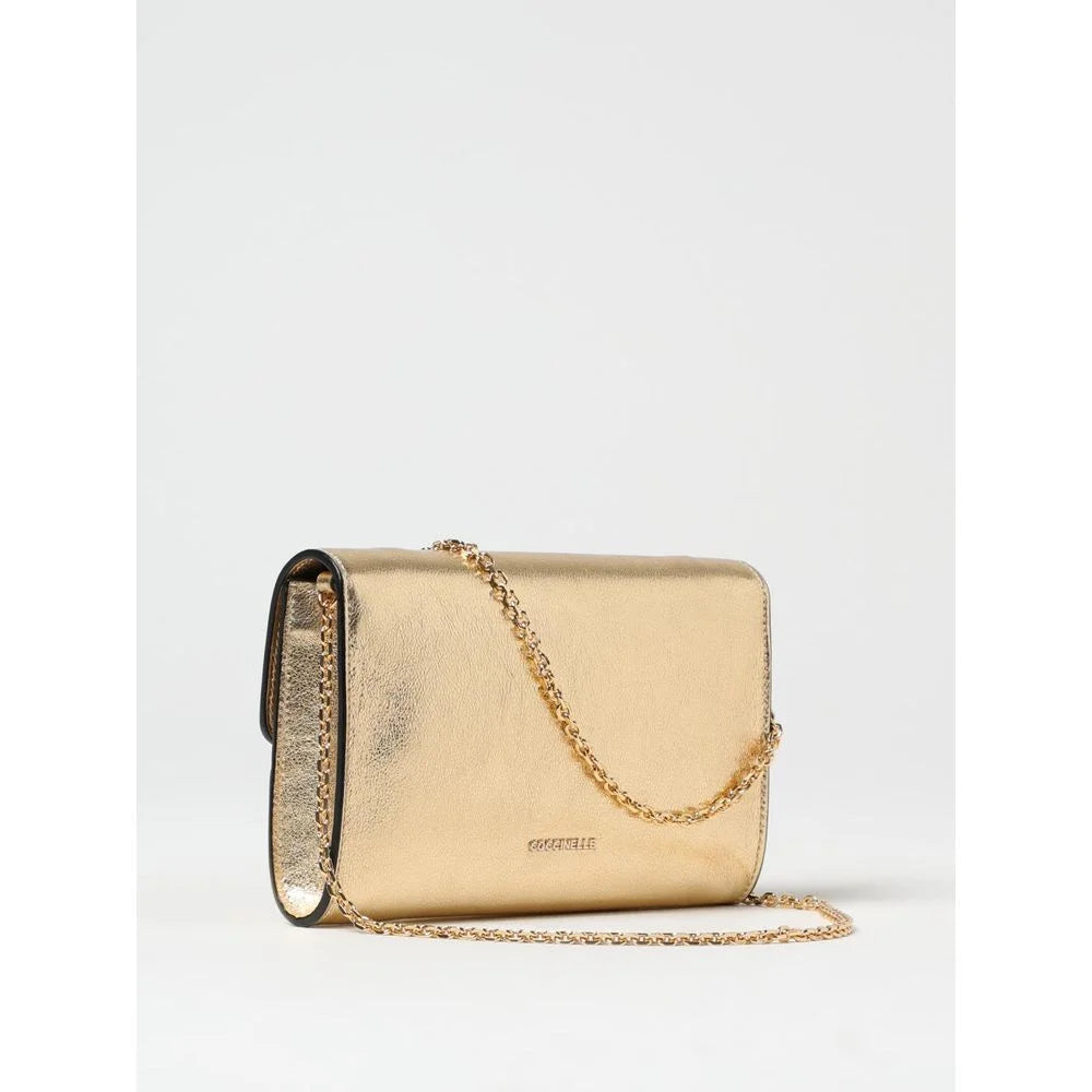Coccinelle Gold Leather Handbag - Clutch Bags