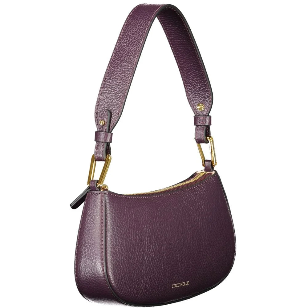 Coccinelle Purple Leather Women Handbag - Half-Moon Bags