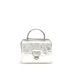 Coccinelle Silver Calf Leather Bos Taurus Handbag