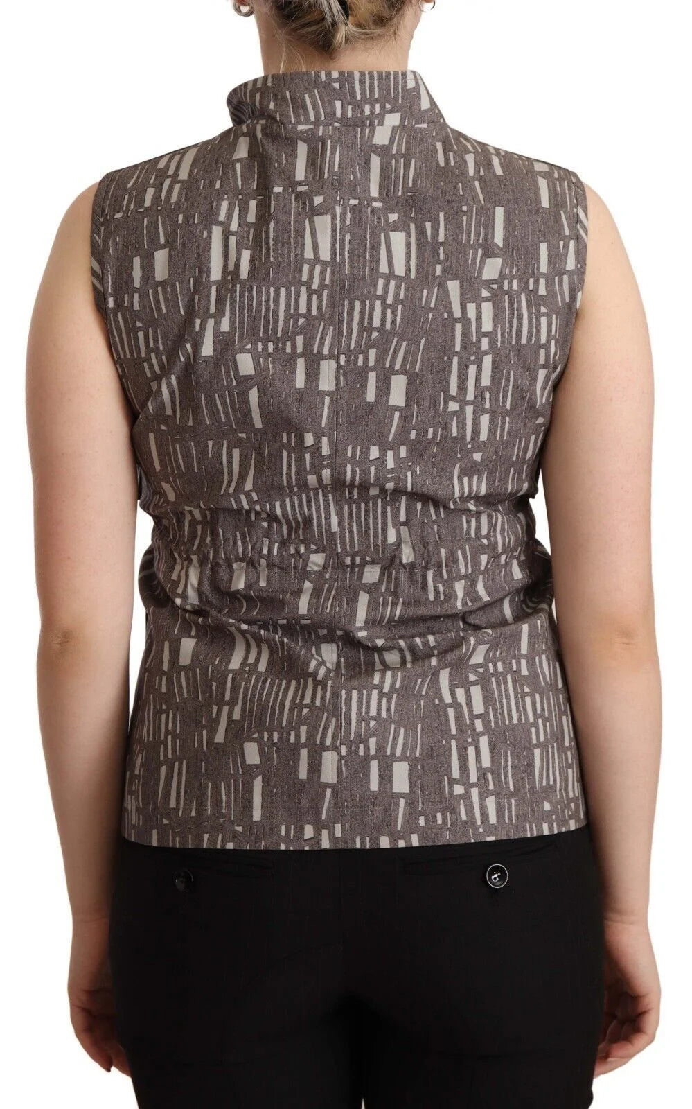 Comeforbreakfast Brown Black Vest Leather Sleeveless Top Blouse - IT40|S - Blouses