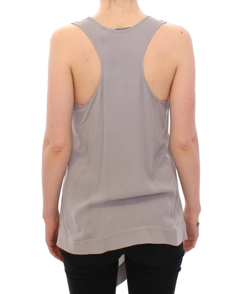 Comeforbreakfast Gray Viscose Tank Top Shirt Blouse - Tank Tops