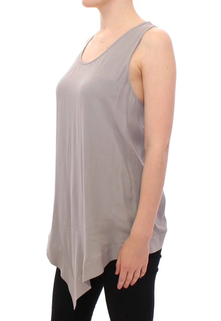 Comeforbreakfast Gray Viscose Tank Top Shirt Blouse - Tank Tops