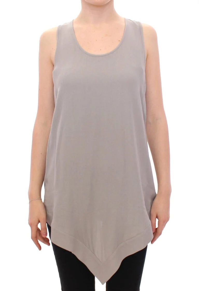 Comeforbreakfast Gray Viscose Tank Top Shirt Blouse - Tank Tops