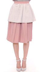 Comeforbreakfast Pink Gray Knee-Length Pleated Skirt - S - Skirts