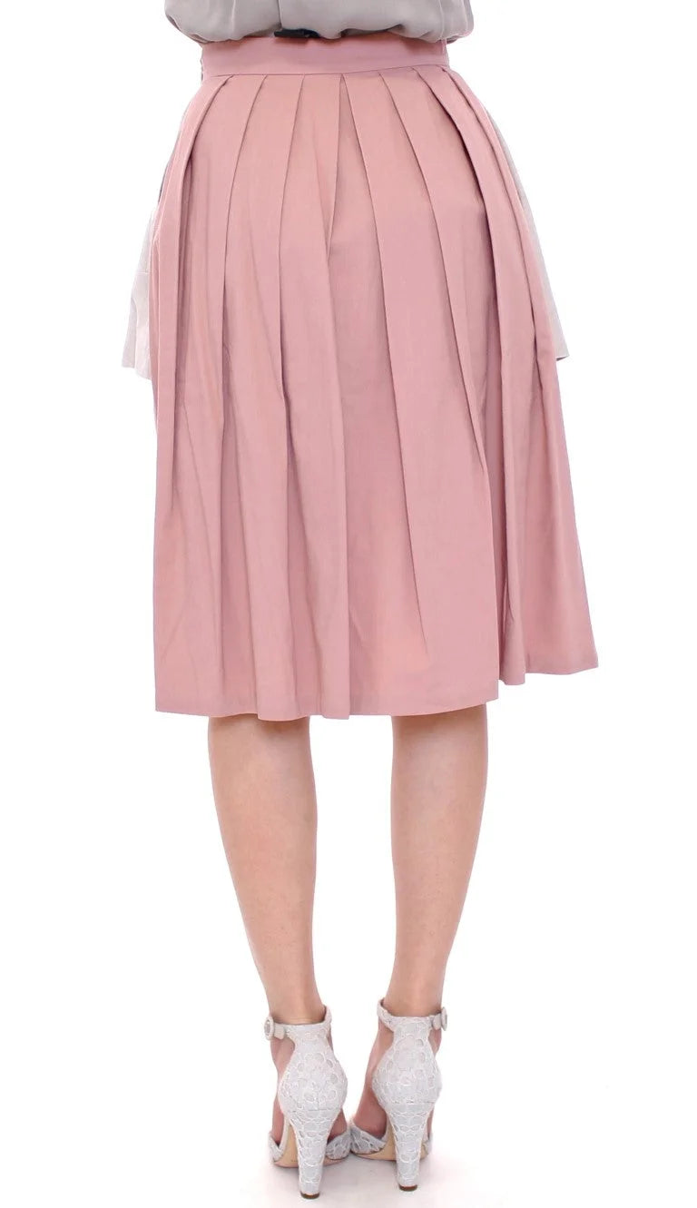 Comeforbreakfast Pink Gray Knee-Length Pleated Skirt - S - Skirts