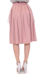 Comeforbreakfast Pink Gray Knee-Length Pleated Skirt - S - Skirts