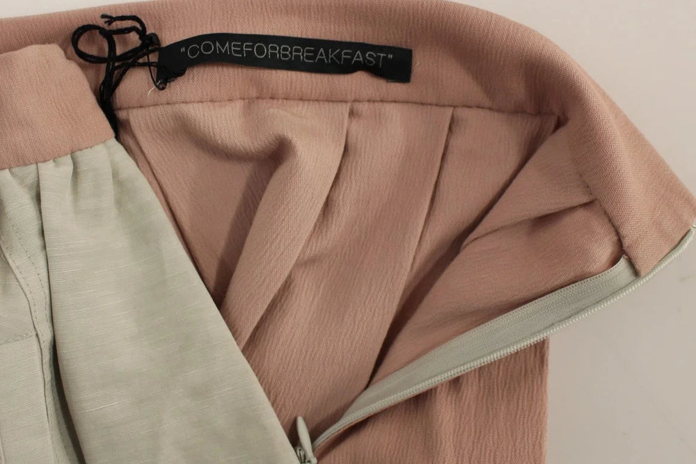 Comeforbreakfast Pink Gray Knee-Length Pleated Skirt - S - Skirts