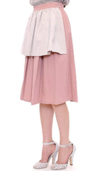 Comeforbreakfast Pink Gray Knee-Length Pleated Skirt - S - Skirts