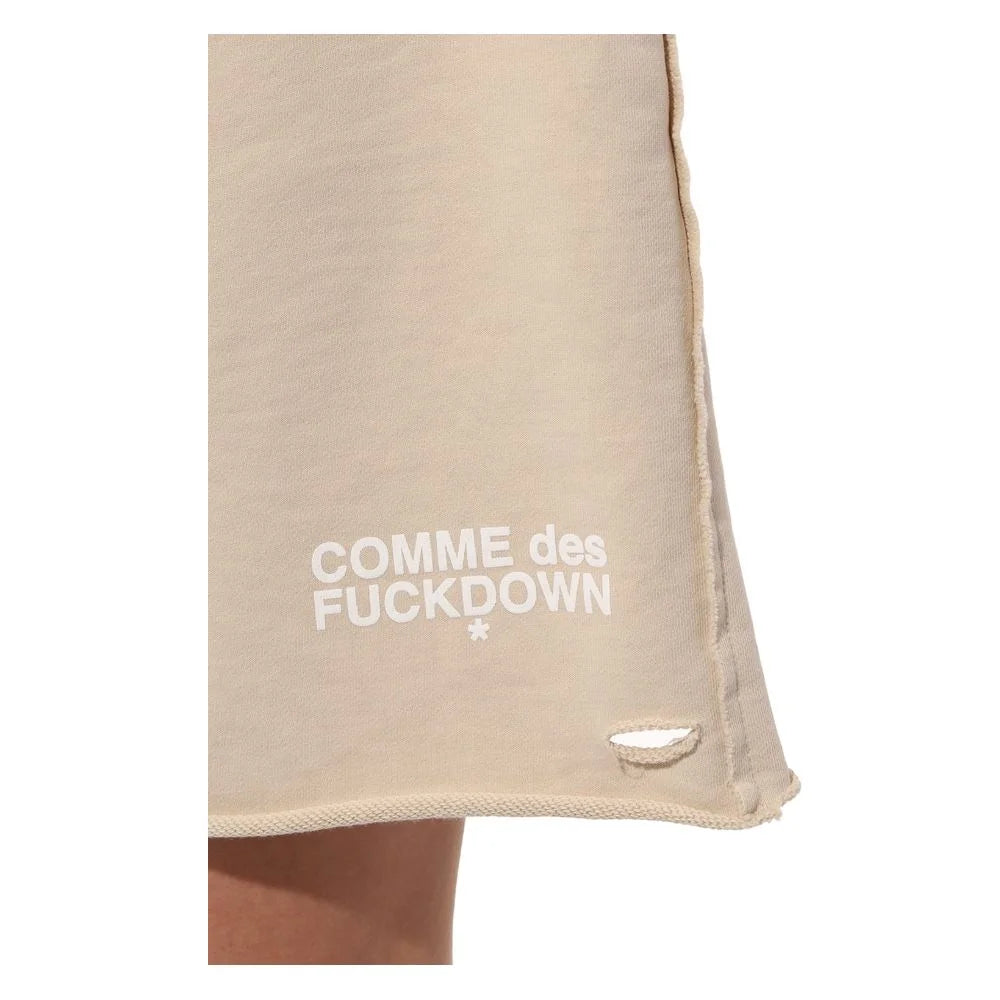 Comme Des Fuckdown Beige Cotton Short - Jogger Shorts