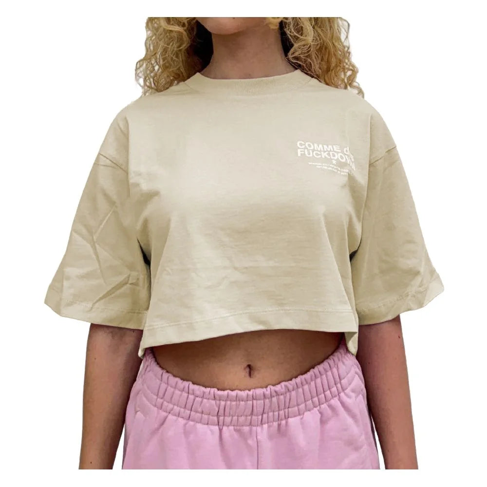Comme Des Fuckdown Beige Cotton Women T-Shirt - T-Shirts