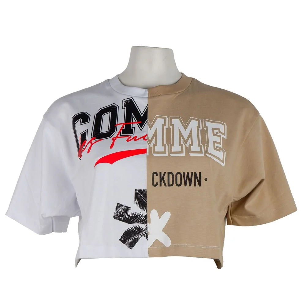 Comme Des Fuckdown Beige Cotton Women T-Shirt - XS - T-Shirts