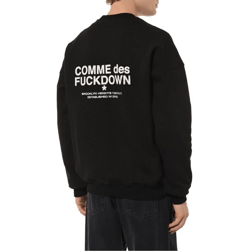 Comme Des Fuckdown Black Cotton Men’s Crewneck Sweater - Sweatshirts