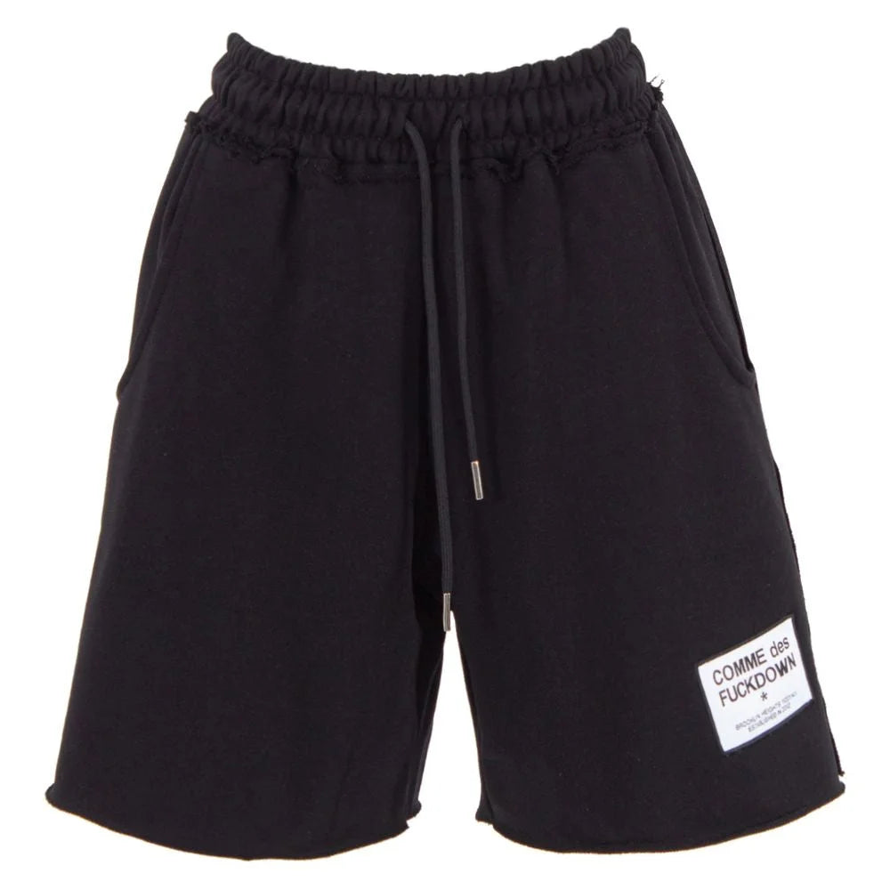 Comme Des Fuckdown Black Cotton Short - Jogger Shorts