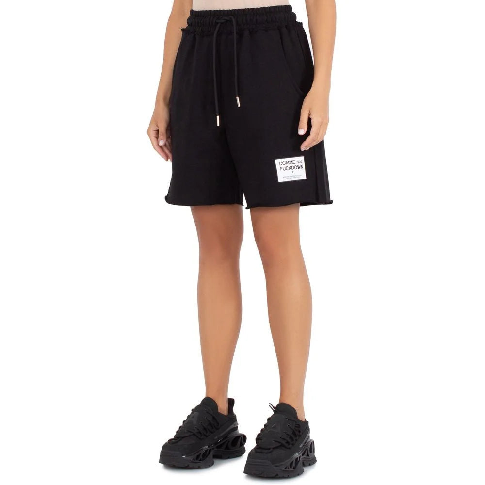 Comme Des Fuckdown Black Cotton Short - Jogger Shorts