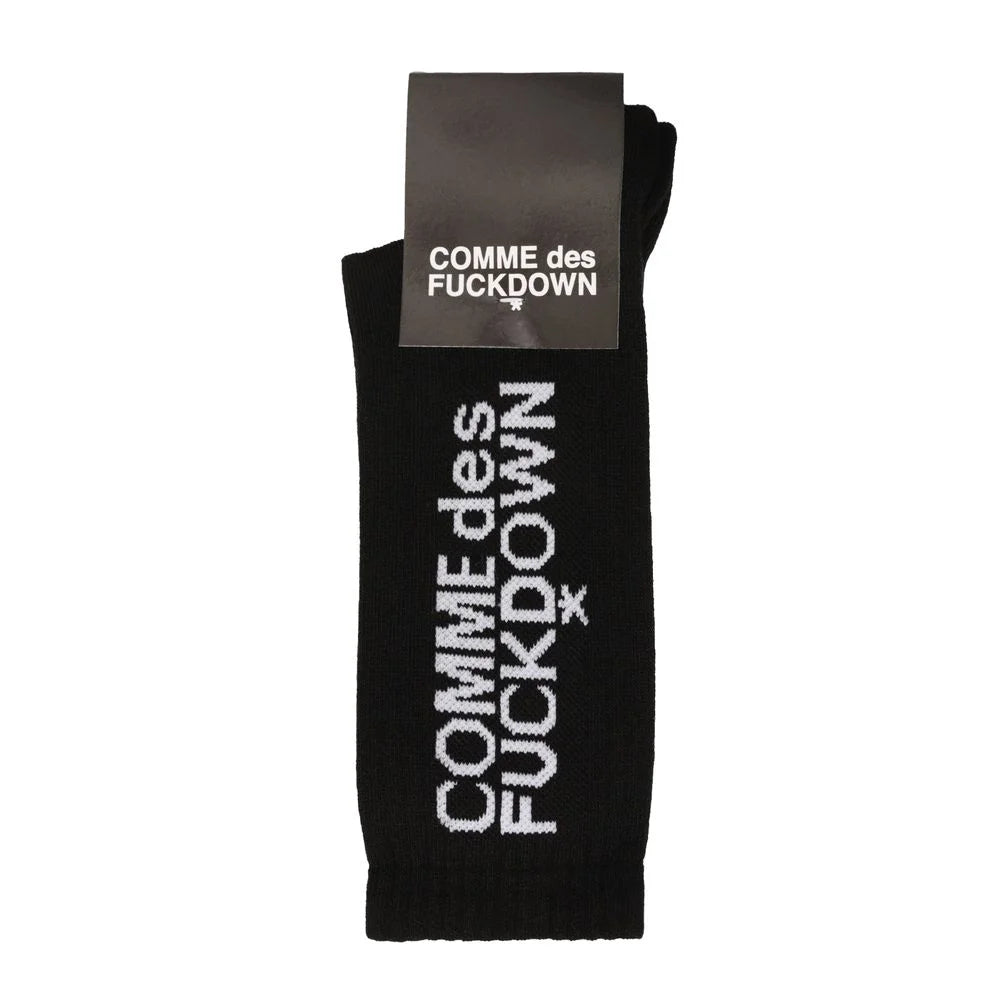 Comme Des Fuckdown Black Cotton Sock - UNI - Crew Socks