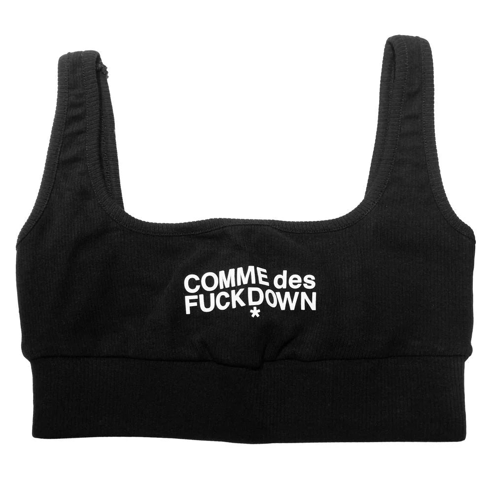 Comme Des Fuckdown Black Cotton Women Crop Top - Crop Tops