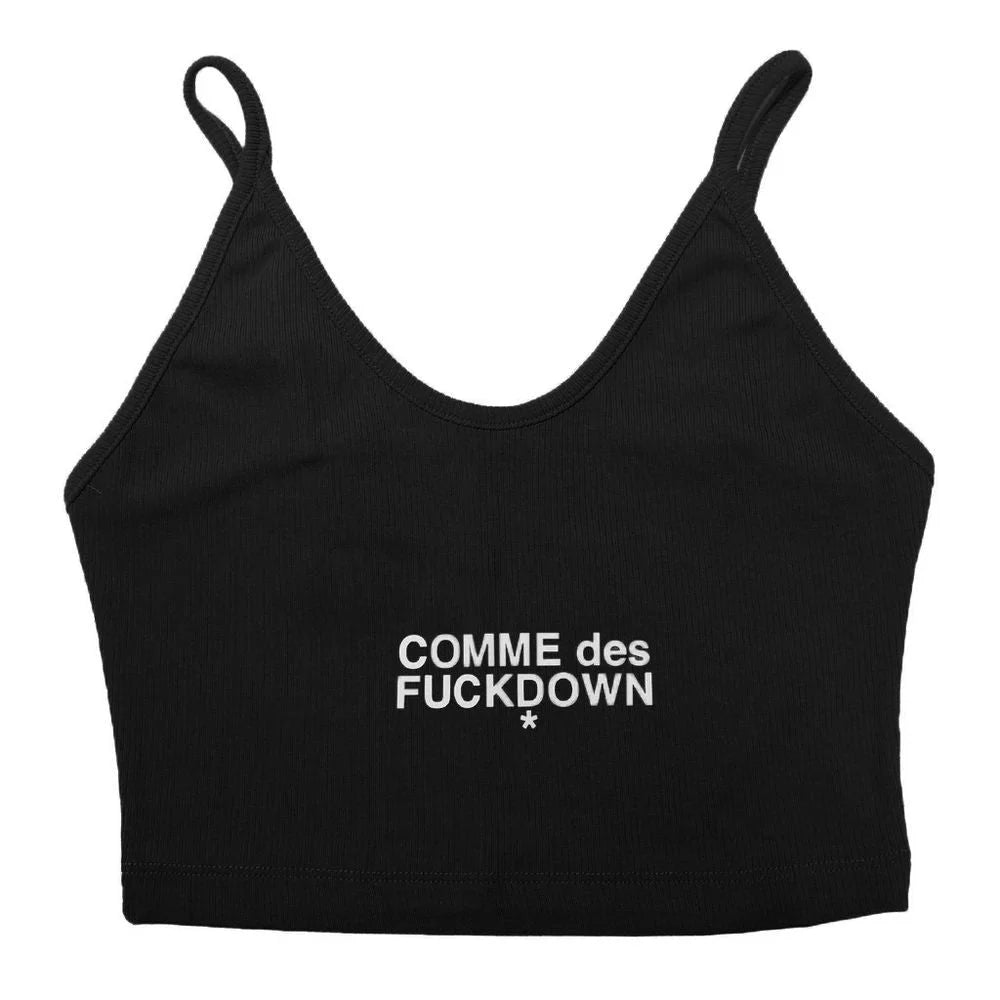 Comme Des Fuckdown Black Cotton Women Crop Top - Crop Tops