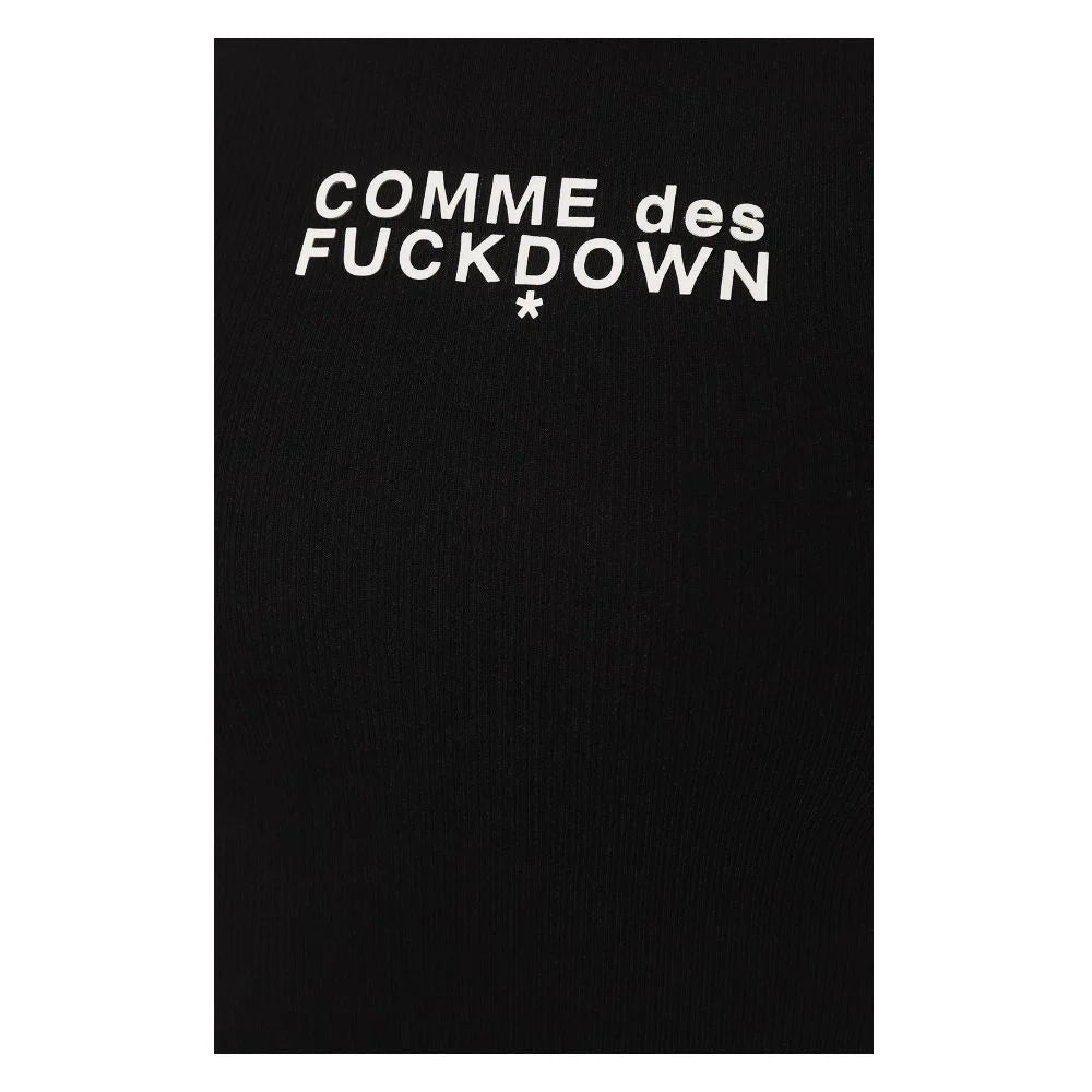 Comme Des Fuckdown Black Cotton Women Cropped Top - Crop Tops