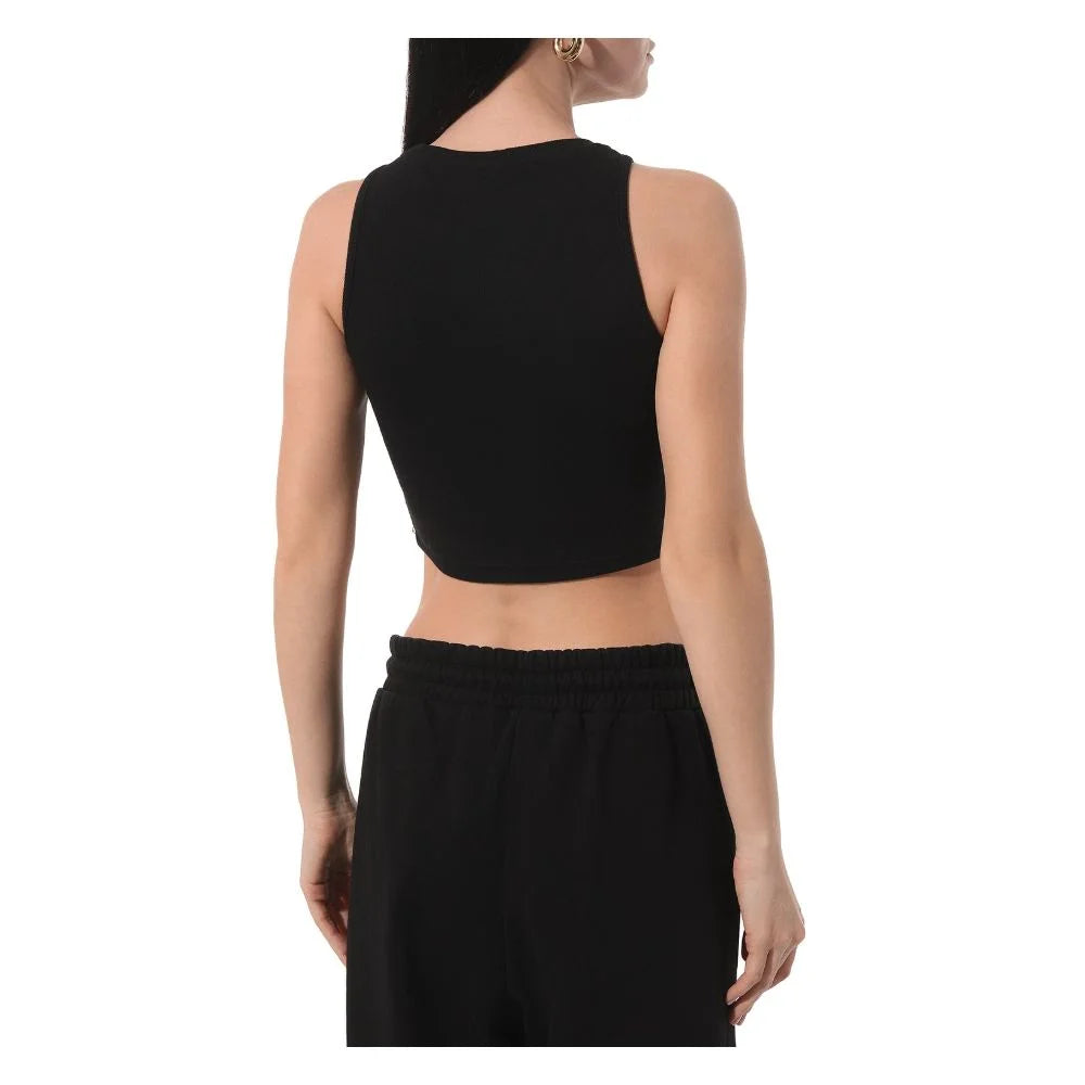 Comme Des Fuckdown Black Cotton Women Cropped Top - Crop Tops