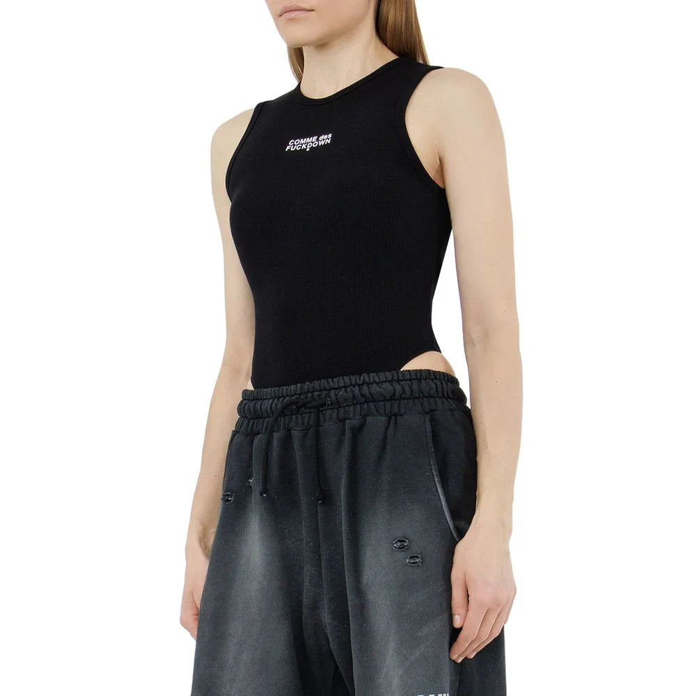 Comme Des Fuckdown Black Cotton Women T-Shirt - Bodysuits