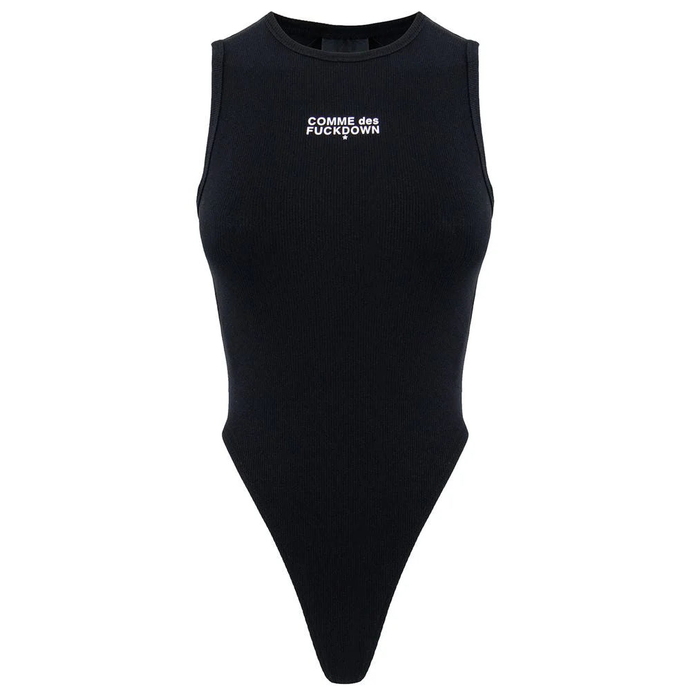 Comme Des Fuckdown Black Cotton Women T-Shirt - Bodysuits