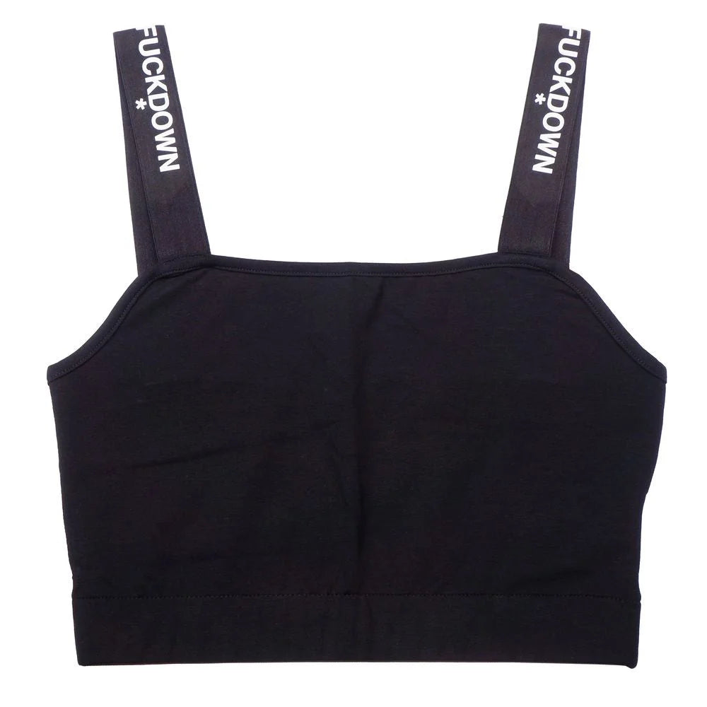Comme Des Fuckdown Black Cotton Women Top - Sports Bras