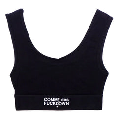 Comme Des Fuckdown Black Cotton Women Top - Sports Bras