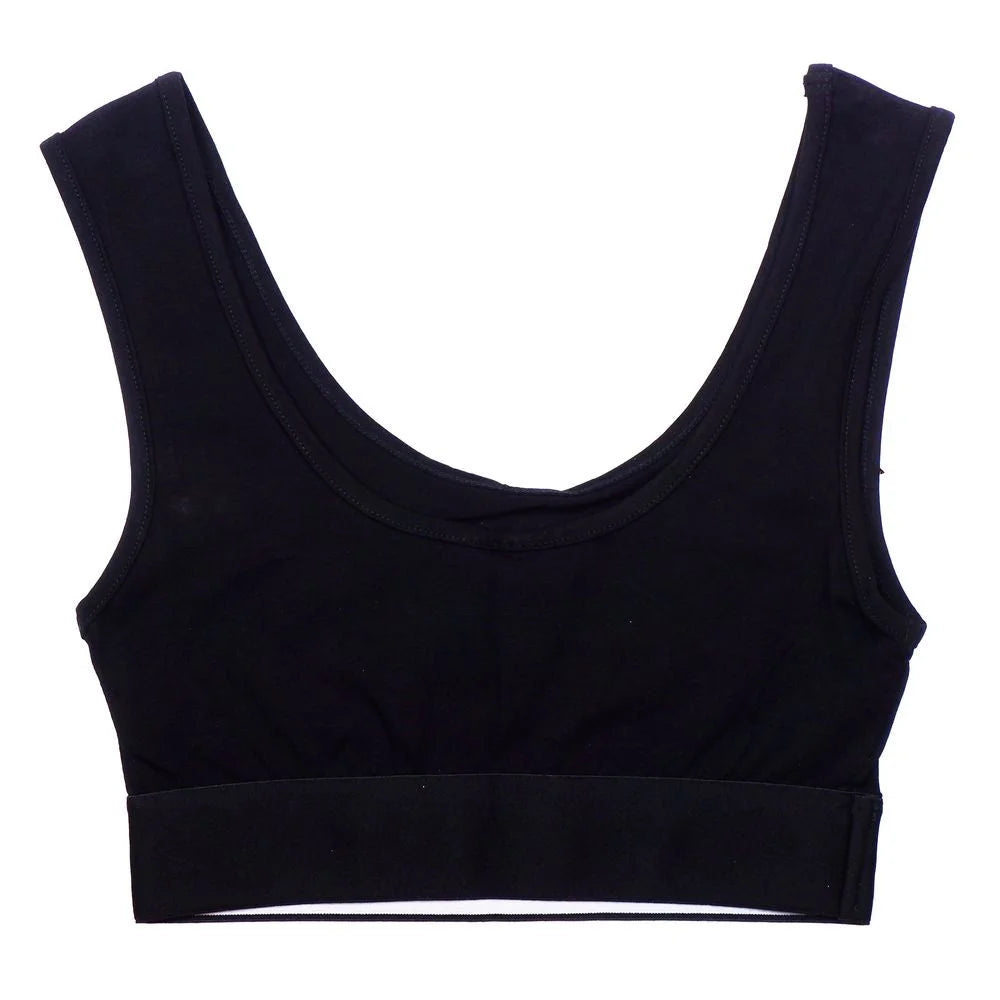 Comme Des Fuckdown Black Cotton Women Top - Sports Bras