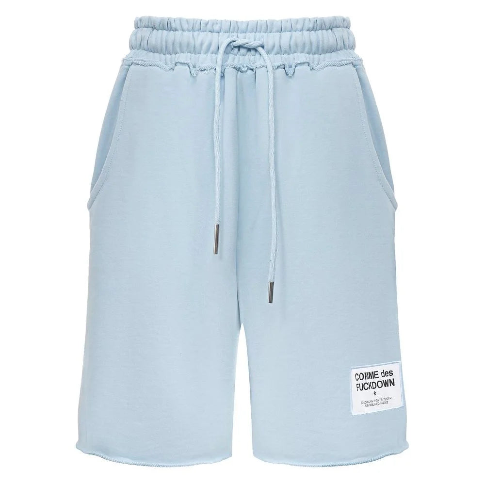 Comme Des Fuckdown Blue Cotton Short - Jogger Shorts
