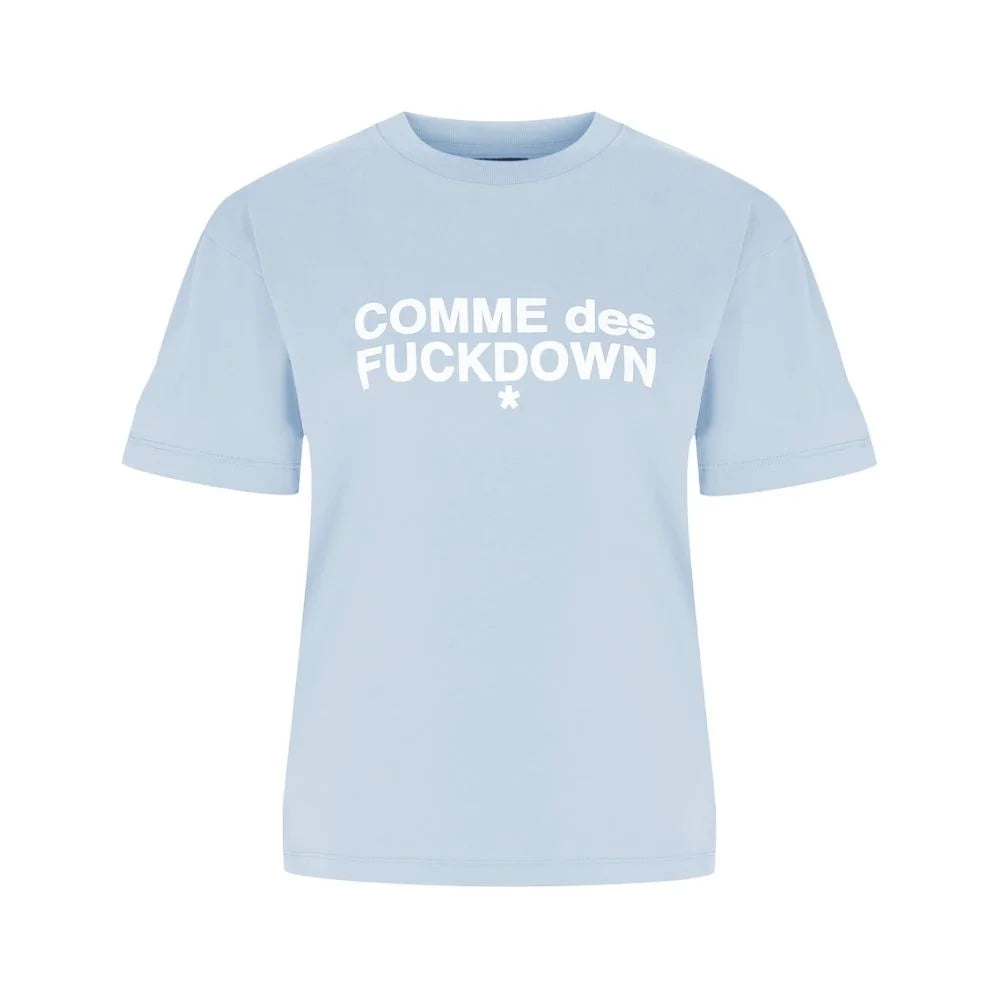 Comme Des Fuckdown Blue Cotton Women T-Shirt - XS - T-Shirts