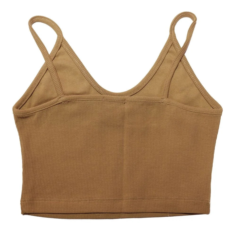 Comme Des Fuckdown Brown Cotton Women Crop Top - Crop Tops