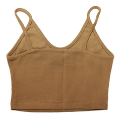 Comme Des Fuckdown Brown Cotton Women Crop Top - Crop Tops